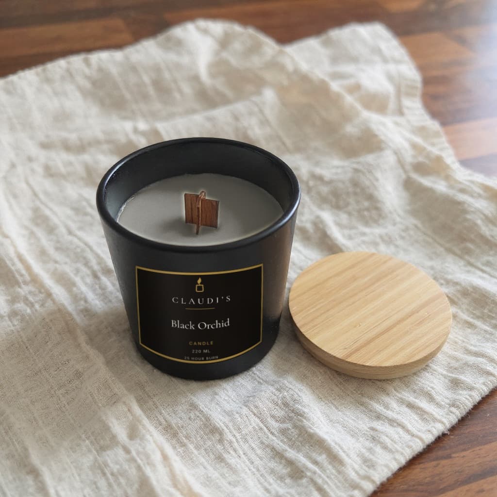 Black Orchid — Bamboo Jar, 220ml · Cross-wooden wick — candle by Claudi's