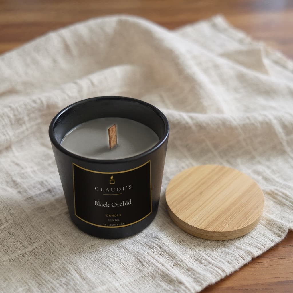 Black Orchid — Bamboo Jar, 220ml · Wooden wick — candle by Claudi's