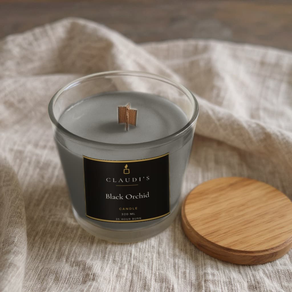 Black Orchid — Bamboo Jar, 320ml · Cross-wooden wick — candle by Claudi's