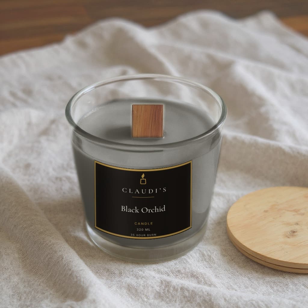 Black Orchid — Bamboo Jar, 320ml · Wooden wick — candle by Claudi's