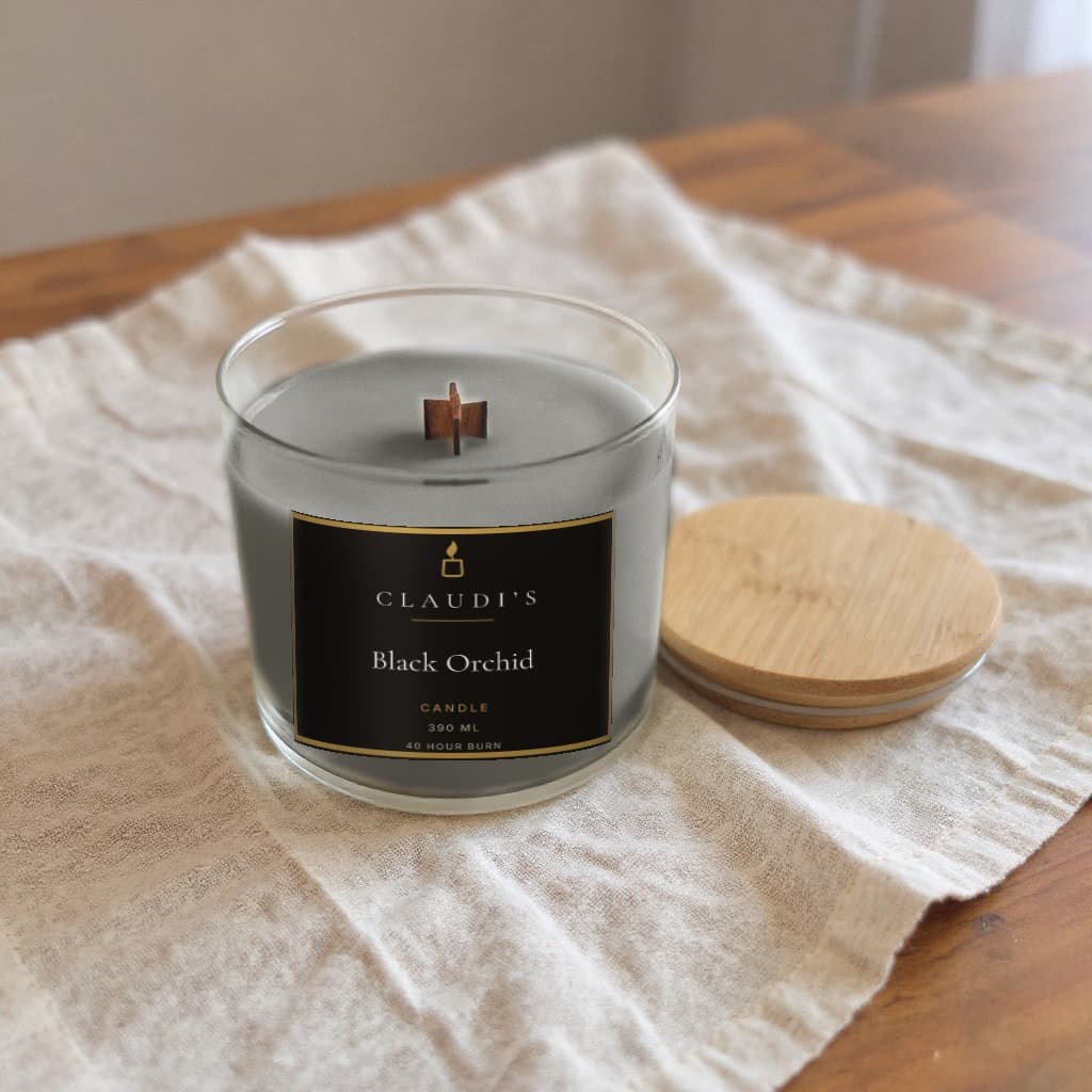 Black Orchid — Bamboo Jar, 390ml · Cross-wooden wick — candle by Claudi's