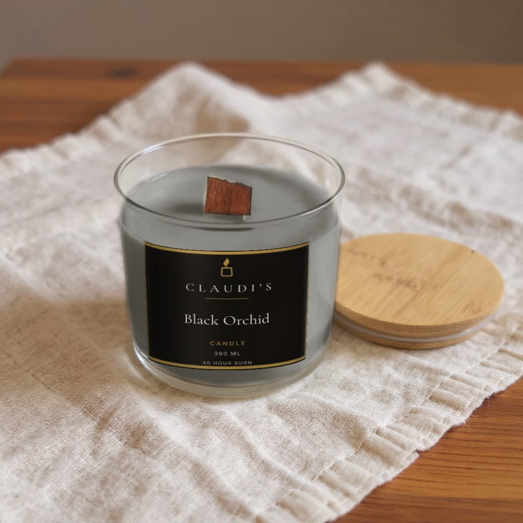 Black Orchid — Bamboo Jar, 390ml · Wooden wick — candle by Claudi's