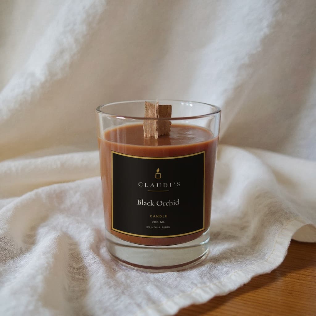 Black Orchid — Tumbler, 200ml · Cross-wooden wick — candle by Claudi's