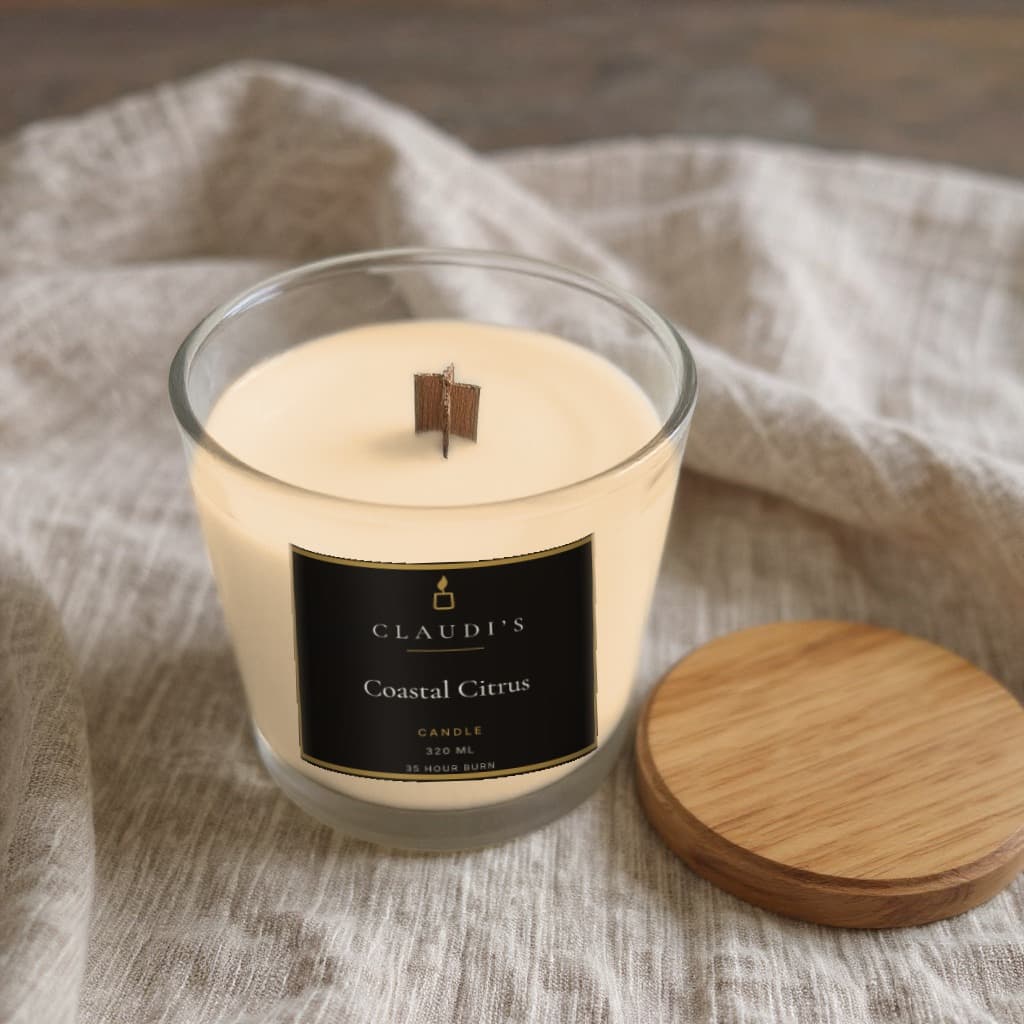 Coastal Citrus — Bamboo Jar, 320ml · Cross-wooden wick — candle by Claudi's