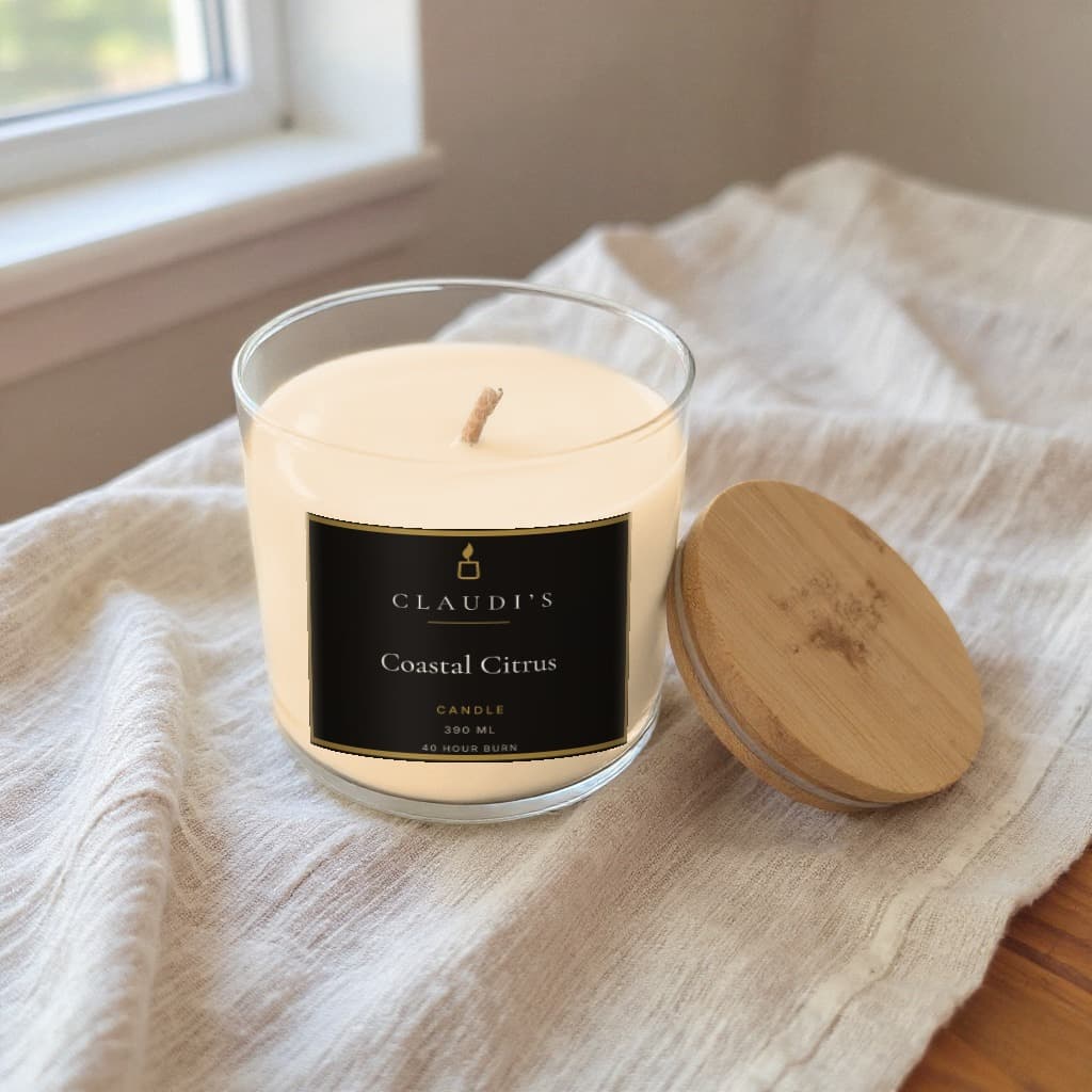 Coastal Citrus — Bamboo Jar, 390ml · Cotton wick — candle by Claudi's