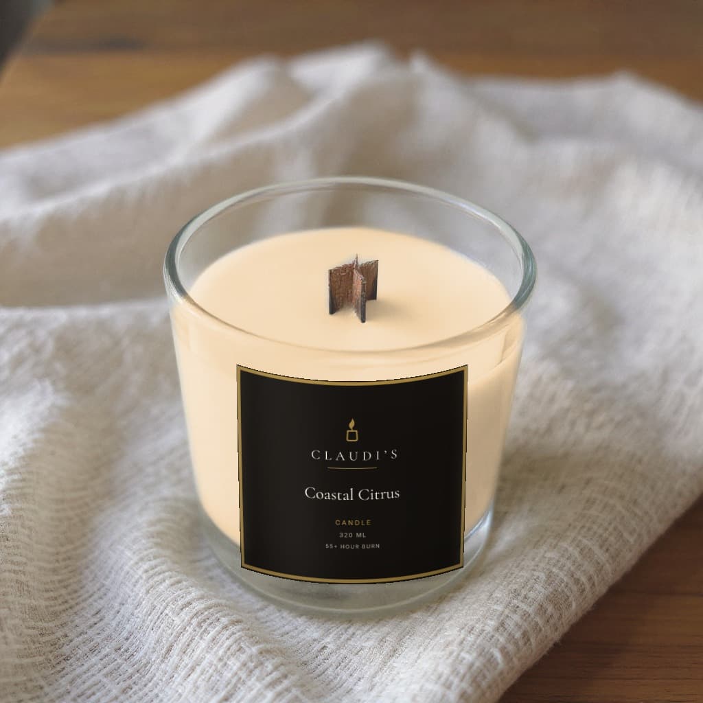 Coastal Citrus — Tumbler, 320ml · Cross-wooden wick — candle by Claudi's