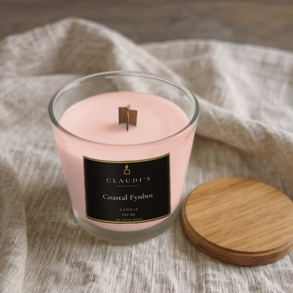 Coastal Fynbos — Bamboo Jar, 320ml · Cross-wooden wick — candle by Claudi's