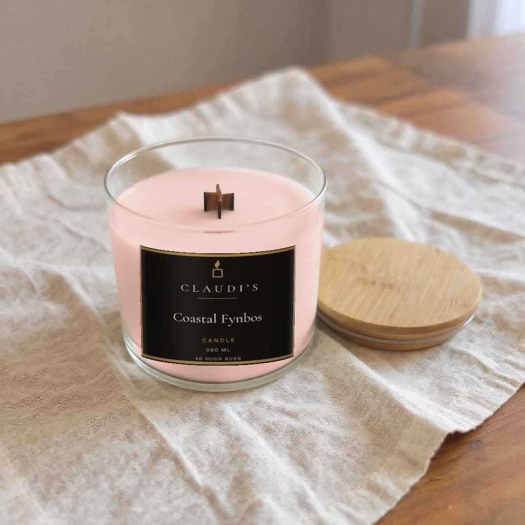 Coastal Fynbos — Bamboo Jar, 390ml · Cross-wooden wick — candle by Claudi's