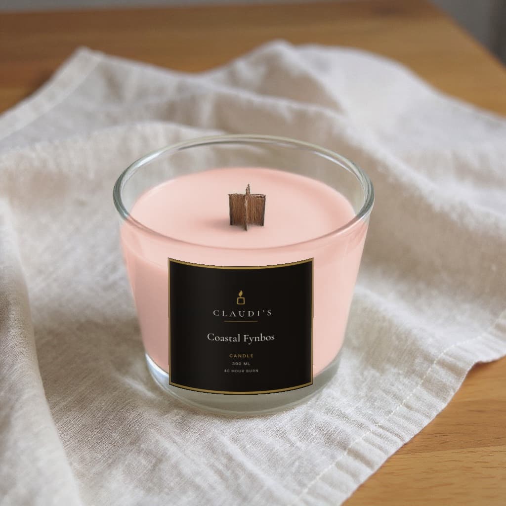 Coastal Fynbos — Tumbler, 390ml · Cross-wooden wick — candle by Claudi's
