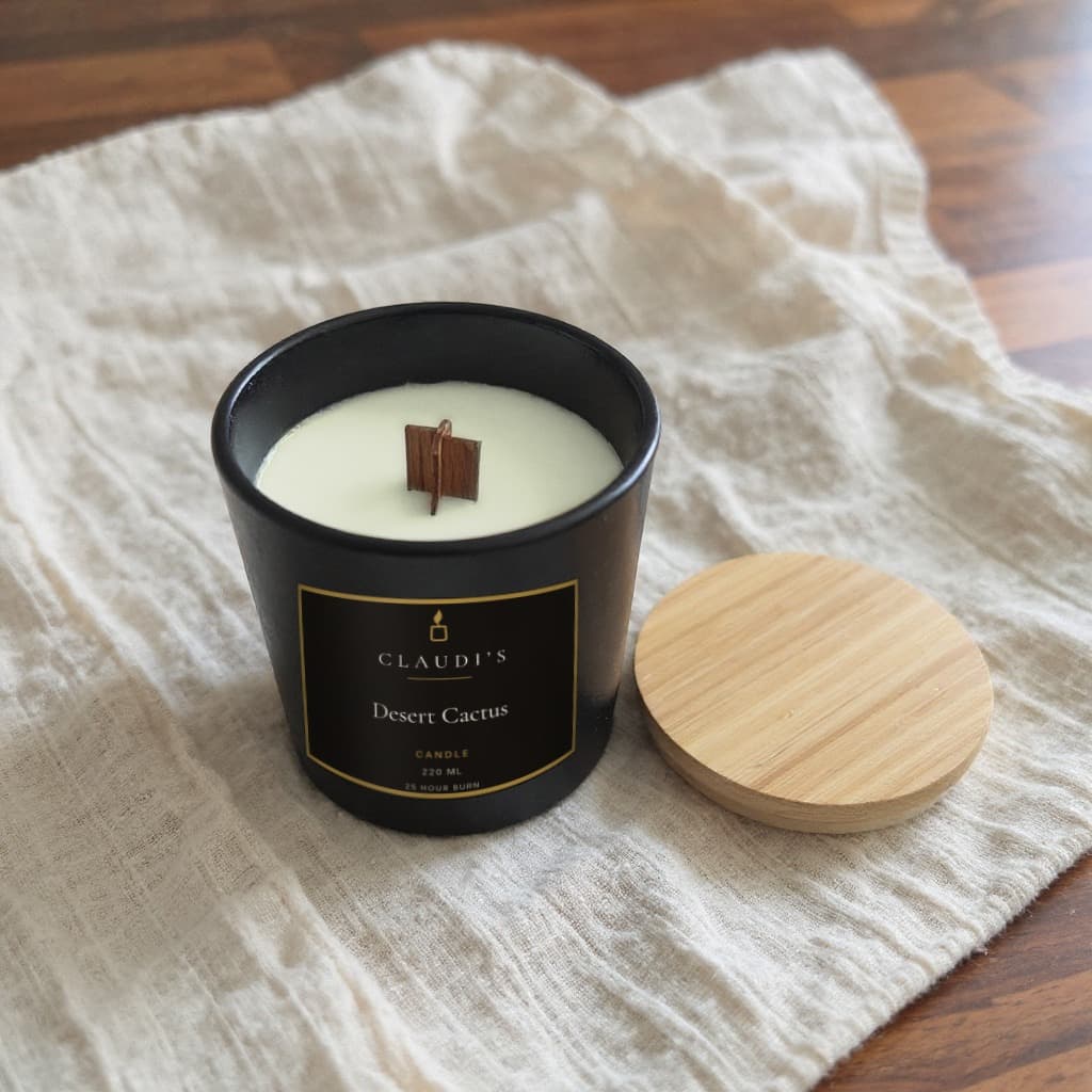 Desert Cactus — Bamboo Jar, 220ml · Cross-wooden wick — candle by Claudi's