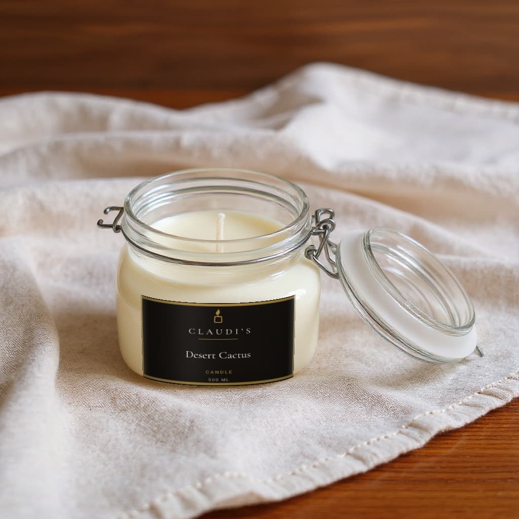 Desert Cactus — Flip Top Jar, 500ml · Cotton wick — candle by Claudi's