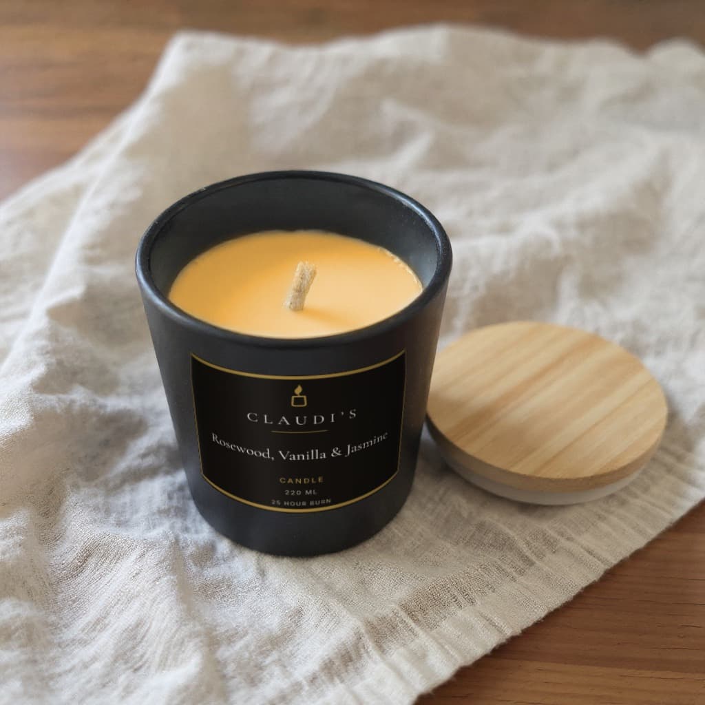 Rosewood, Vanilla & Jasmine — Bamboo Jar — candle by Claudi's